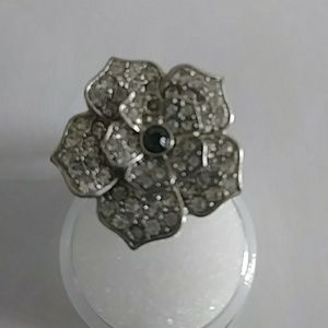 Silver and faux diamond ring